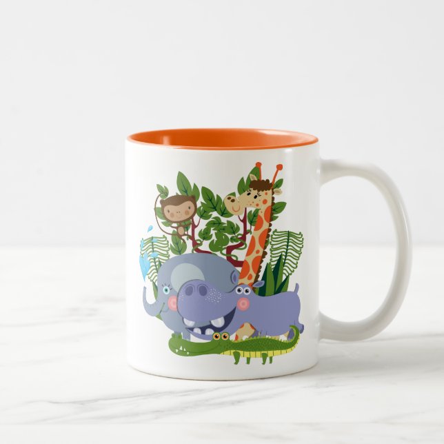 Cute Safari Animals Two-Tone Coffee Mug (Right)