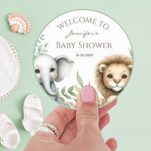 Cute Safari Animals Welcome Classic Round Sticker