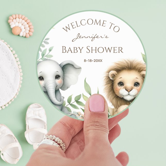 Cute Safari Animals Welcome   Classic Round Sticker (Creator Uploaded)