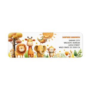 Cute Safari Animals ZOO Wildlife Return Address  Return Address Label