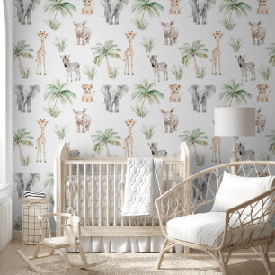 Cute Safari Baby Animal Jungle Nursery Wallpaper