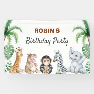 Cute safari baby animals  banner