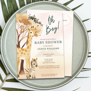 Cute Safari Baby Boy Baby Shower Invitation