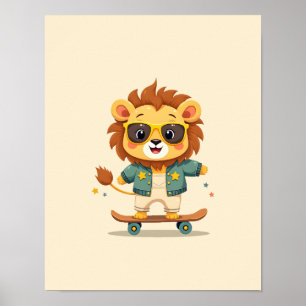 Cute Safari Baby Lion – Whimsical Nursery Wall Art