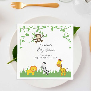 Cute Safari Baby Shower Background Jungle Animals Napkin