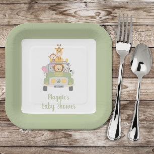 Cute Safari Baby Shower Paper Plate