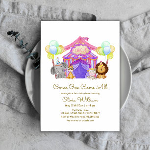 Cute Safari Circus Carnival Balloon Baby Shower Invitation