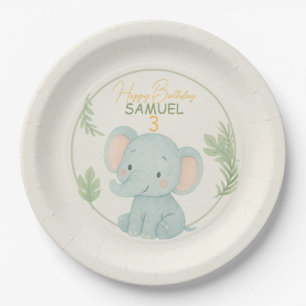 Cute Safari Elephant Jungle Kids Birthday Party  Paper Plate