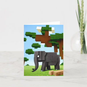 Cute Safari Elephant Pixel Art Holiday Card