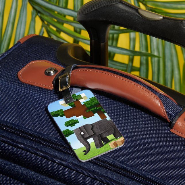 Cute Safari Elephant Pixel Art Luggage Tag (Front Insitu 1)