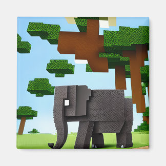 Cute Safari Elephant Pixel Art Magnet