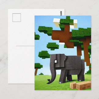 Cute Safari Elephant Pixel Art Postcard