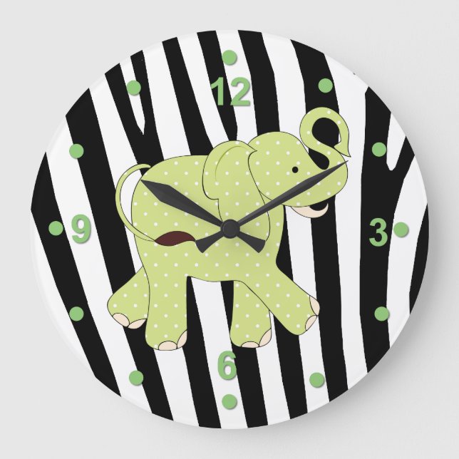 Cute Safari Elephant Wall Clock (Front)
