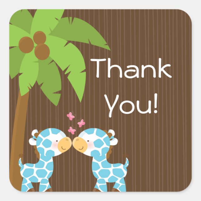 Cute Safari Giraffes Multiple Baby Shower Stickers (Front)