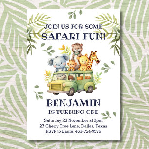 Cute Safari Jungle 1st Birthday  Invitation