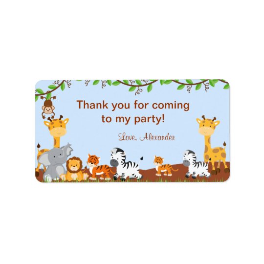 Cute Safari Jungle Animal Birthday Favour Tags Address Label