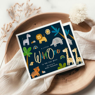Cute Safari Jungle Animal Wild One Baby Shower Napkin