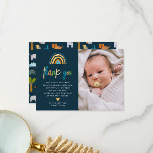 Cute Safari Jungle Animal Wild One Baby Shower Thank You Card