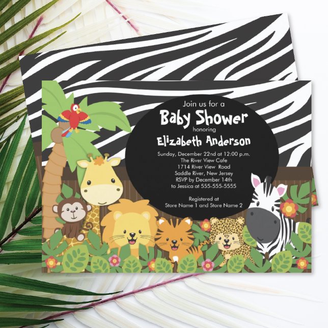 Cute Safari Jungle Animals Baby Shower Invitations (Creator Uploaded)
