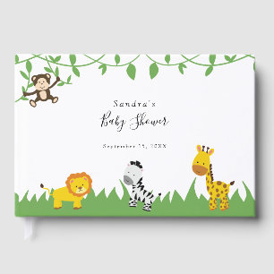 Cute Safari Jungle Animals Baby Shower Neutral Guest Book
