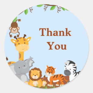 Cute Safari Jungle Animals Boy Thank You Sticker