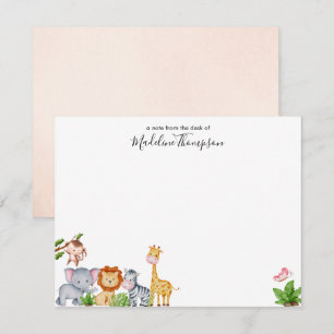 Cute Safari Jungle Animals Kids Elegant Script Card