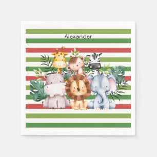 Cute Safari Jungle Baby Animal Boy Photo Album Napkin