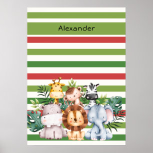 Cute Safari Jungle Baby Animal Boy Photo Album Poster