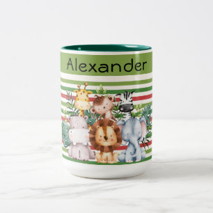 Cute Safari Jungle Baby Animal Boy Photo Album Two-Tone Coffee Mug