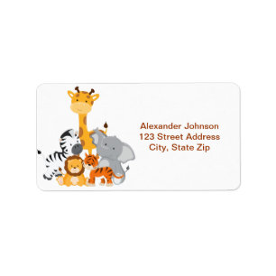 Cute Safari Jungle Baby Animals Address Label