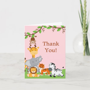 Cute Safari Jungle Baby Animals Thank You Card