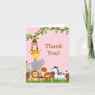 Cute Safari Jungle Baby Animals Thank You Card