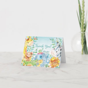 Cute Safari Jungle Baby Shower Thank You Note Card