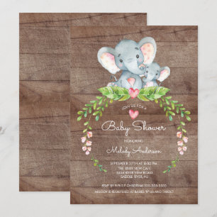 Cute Safari Jungle Elephant Baby Shower Invitation