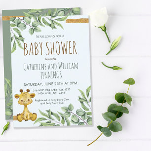 Cute Safari Jungle Lion Eucalyptus Baby Shower  Invitation