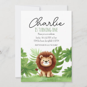 Cute Safari Lion Birthday Invitation