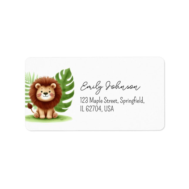 Cute Safari Lion Birthday Label (Front)
