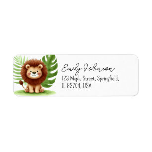 Cute Safari Lion Birthday Return Address Label