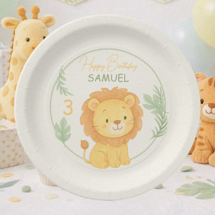Cute Safari Lion Jungle Kids Birthday Party  Paper Plate