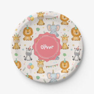 Cute Safari Party Animals Jungle Birthday Paper Plate