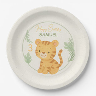 Cute Safari Tiger Jungle Kids Birthday Party  Paper Plate