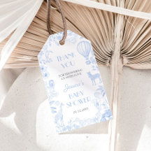 Cute Safari Toile de Jouy Blue Baby Shower
