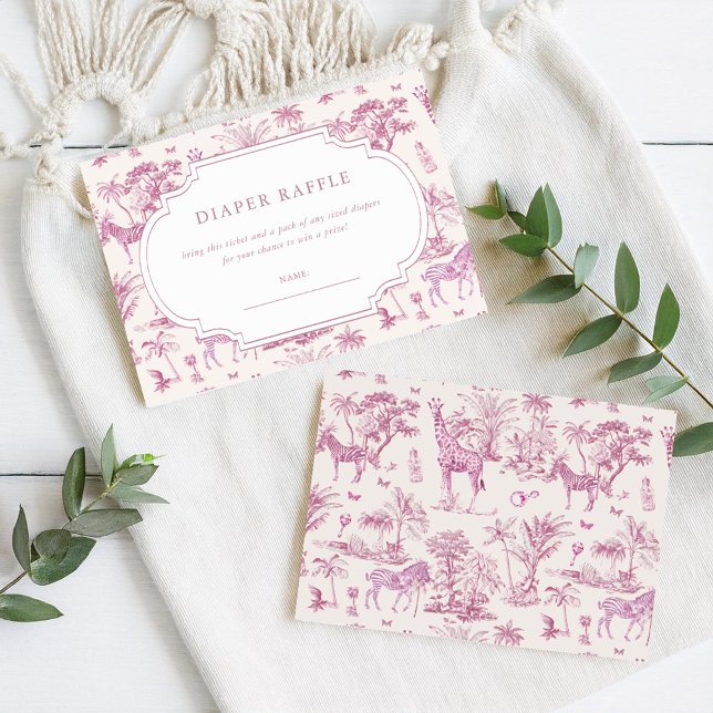 Cute Safari Toile de Jouy | Diaper Raffle Enclosure Card (Creator Uploaded)