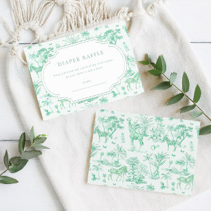 Cute Safari Toile de Jouy   Diaper Raffle Enclosure Card