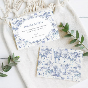 Cute Safari Toile de Jouy   Diaper Raffle Enclosure Card