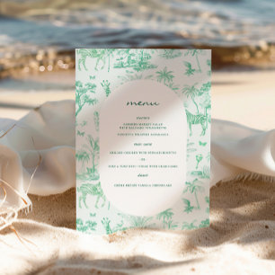 Cute Safari Toile de Jouy   Mint Baby Shower Poster