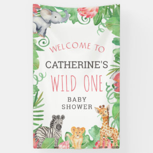 Cute Safari Wild One Baby Shower Welcome Banner