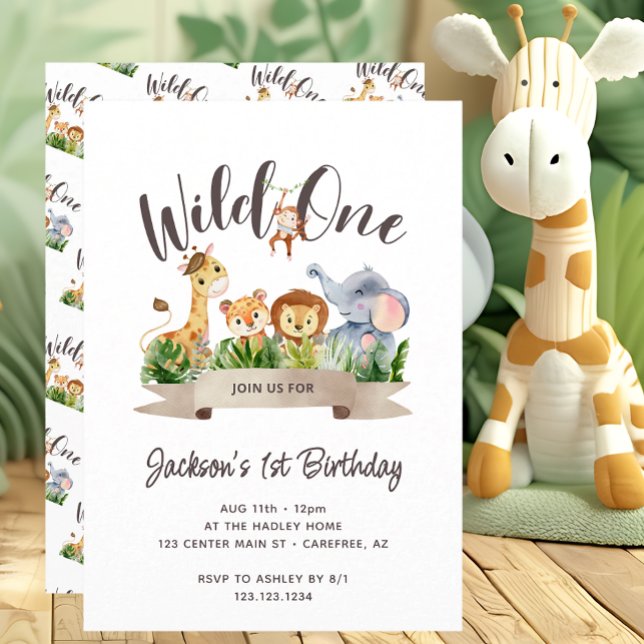 Cute Safari Wild One Birthday Invitation (Creator Uploaded)