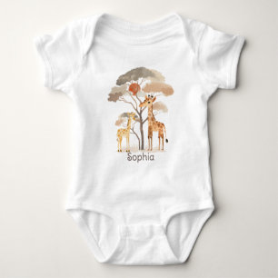 Cute Safari with Giraffes Neutral Baby Bodysuit