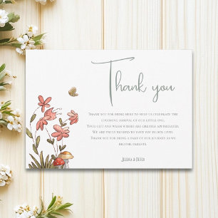 Cute Sage Floral Butterfly Baby Shower Thank You Card